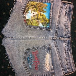 Hand-Painted Bob Ross Shorts